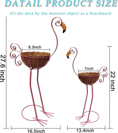 COOZZYHOUR Metal Peacock Planter with Fiber Basket -Garden Bird Planters for Outdoor Indoor Lawn,Yard,Porch,Patio, Garden Decorations（Set of 2）
