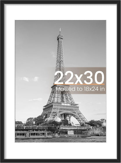 upsimples 8x10 Picture Frame, Display Pictures 5x7 with Mat or 8x10 Without Mat, Wall Hanging Photo Frame, Black, 1 Pack - Colors A