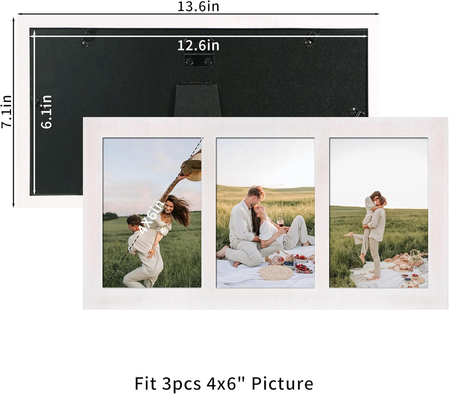 YESKAY 4x6 Picture Frame Collage for Wall Decor, Multiple Photo Collage Frames with Tempered Glass, 7-Opening for 4 x 6 Picture Frames, Rustic Brown, 1 Pack