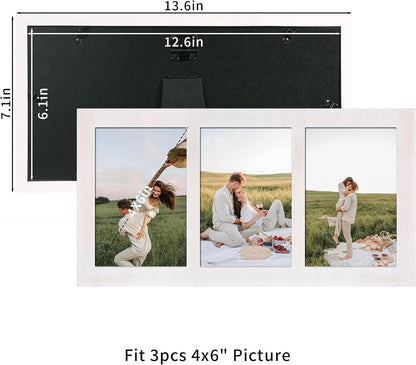 YESKAY 4x6 Picture Frame Collage for Wall Decor, Multiple Photo Collage Frames with Tempered Glass, 7-Opening for 4 x 6 Picture Frames, Rustic Brown, 1 Pack