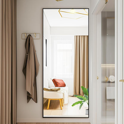 Mirror Full Length, Upgraded 16"x59" Body Wall Mirrors with Shatter-Proof Glass, Floor Standing, Hanging or Leaning, Tall Mirror with Stand Aluminum Alloy Frame for Bedroom Cloakroom