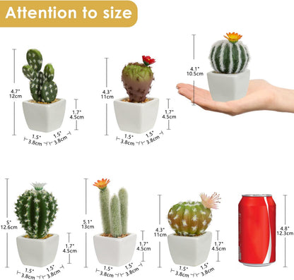 Oairse Mini Artificial Cactus Plants in Terracotta Pots 4 Pcs Potted Faux Succulents in Pots Fake Potted Plants Cactus Decor Small Artificial Plants for Home Decor Indoor Office Desk Tabletop Shelf