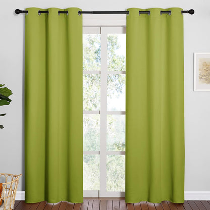 NICETOWN Halloween Pitch Black Solid Thermal Insulated Grommet Blackout Curtains/Drapes for Bedroom Window (2 Panels, 42 inches Wide by 63 inches Long, Black) - Colors B