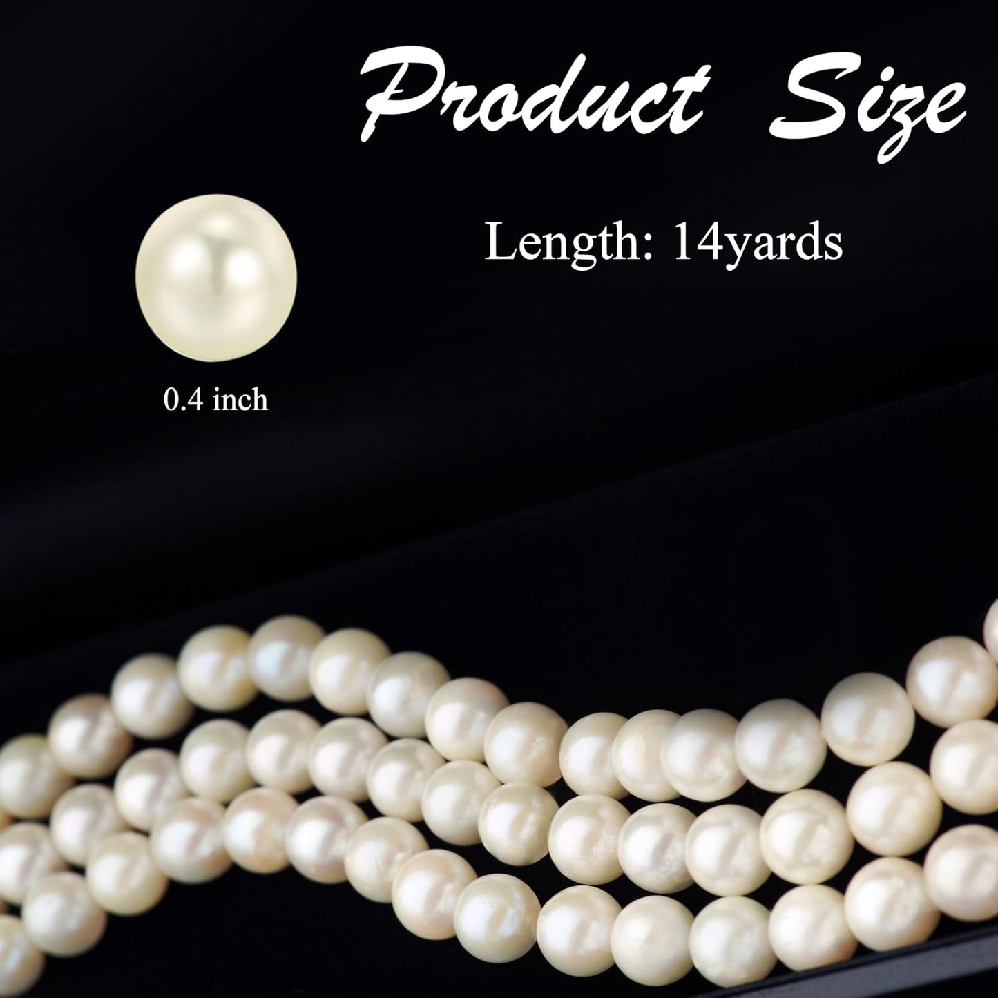 Craft String Pearls 10MM Beads Garland, 14 Yards Christmas Garland Faux Pearl Beads String Roll Bulk for DIY Craft, Wedding, Party, Christmas Tree Decoration