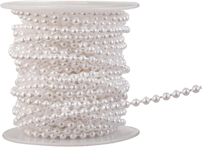 3mm Millet Beads Crafts Faux Pearl Beads Garland Pearl Bead Roll Strand of Pearls to Decorate Floral Centerpieces Wedding Party Favor Christmas Tree(33 Feet Ivory)