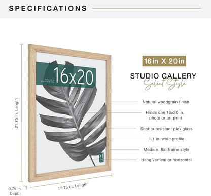 MCS Studio Gallery 16x24 Poster Frame Black Woodgrain Engineered Wood, Vertical & Horizontal Wall Hanging Large Picture Frame for Photos, Posters & Art Prints (1-Pack)