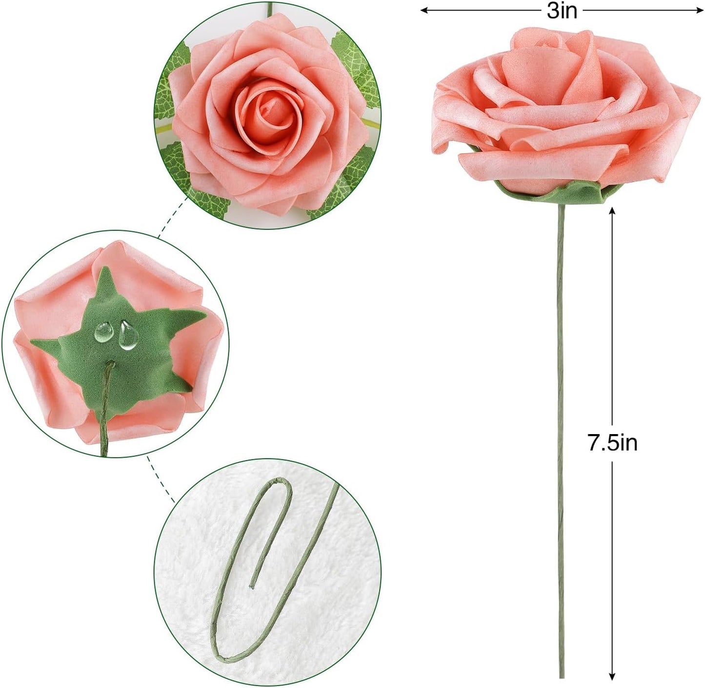 AmyHomie Artificial Flowers Dark Red Rose 25pcs Real Looking Fake Roses w/Stem for DIY Wedding Bouquets Centerpieces Arrangements Party Baby Shower Mothers Day Christmas Tree Decorations