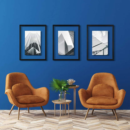 ONE WALL 11x14 Inch Floating Frame, Black Wood Double Glass Float Picture Frame Display 11x14/8x10/5x7 Inch Photos or Plant or Petal Specimens for Wall and Tabletop - Mounting Accessories Included