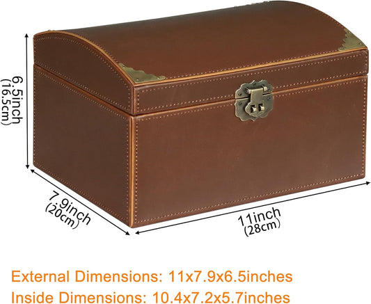 HofferRuffer Faux Leather Decorative Box, Large Wooden Structure Keepsake Box Accessory Organizer Jewelry Organizer with Hinged Lid, Storage Container for Home or Office (Black)