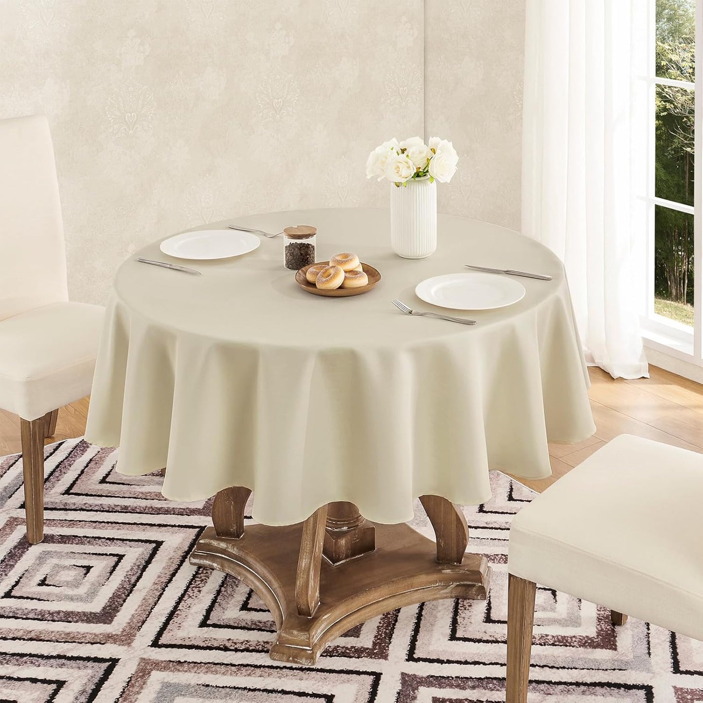 Veblandy Rectangle Tablecloth Waterproof Linen Textured Table Cloth Stain and Wrinkle Resistant Washable, Decorative Fabric Table Cover for Dining, Party and Camping (Sage Green, 52 * 70)