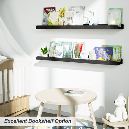 Love-KANKEI Floating Shelves Wall Mounted Set of 2, 17 Inch Rustic Wood Wall Shelves for Storage, Bedroom Living Room Bathroom Kitchen Office and More White