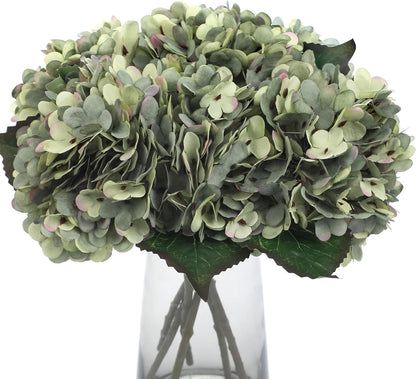 Kimura's Cabin 6pcs White Hydrangea Artificial Flowers Silk Fake Hydrangeas Faux Hydrangea Flowers with Stems for Wedding Bouquets Arrangement Home Table Centerpieces Baby Shower Party Decoration