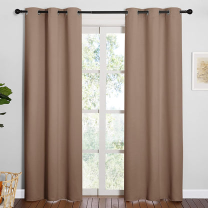NICETOWN Halloween Pitch Black Solid Thermal Insulated Grommet Blackout Curtains/Drapes for Bedroom Window (2 Panels, 42 inches Wide by 63 inches Long, Black) - Colors D