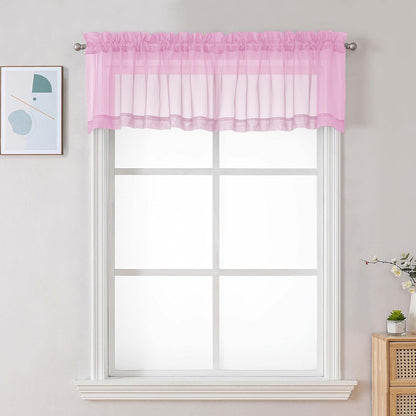 Chyhomenyc Sheer White Valances for Windows 2 Pack, Small Window Curtains for Living Room Bathroom Cafe Laundry Basement, Modern Top Dual Rod Pocket Voile Curtain, 42W x 14L inches, White - Colors A
