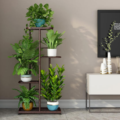 LINZINAR Plant Stand Indoor Outdoor Corner 4 Tier Metal Plant Shelf Patio Plant Rack for Garden Corner Balcony Living Room