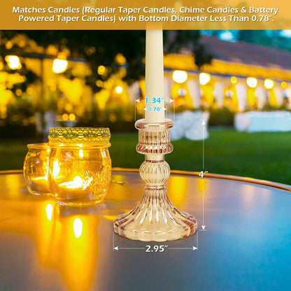 DARJEN Candlestick Holders Set,12Pcs 4" H Taper Candle Holders Bulk, Clear Glass Candle Holders for Wedding, Spring Party, Romantic Dinner, Festival & Windowsill Decor