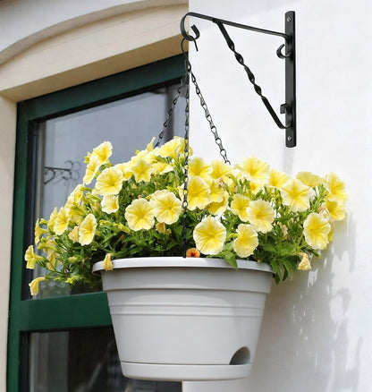 Nooulap 4 Pack Hanging Planters, 10 Inch Hanging Plant Pot with Hanger Chain & Drainage Trays, Hanging Baskets for Plants Outdoor Indoor, Flowers Pots for Home, Garden, Porch Decor (Black)