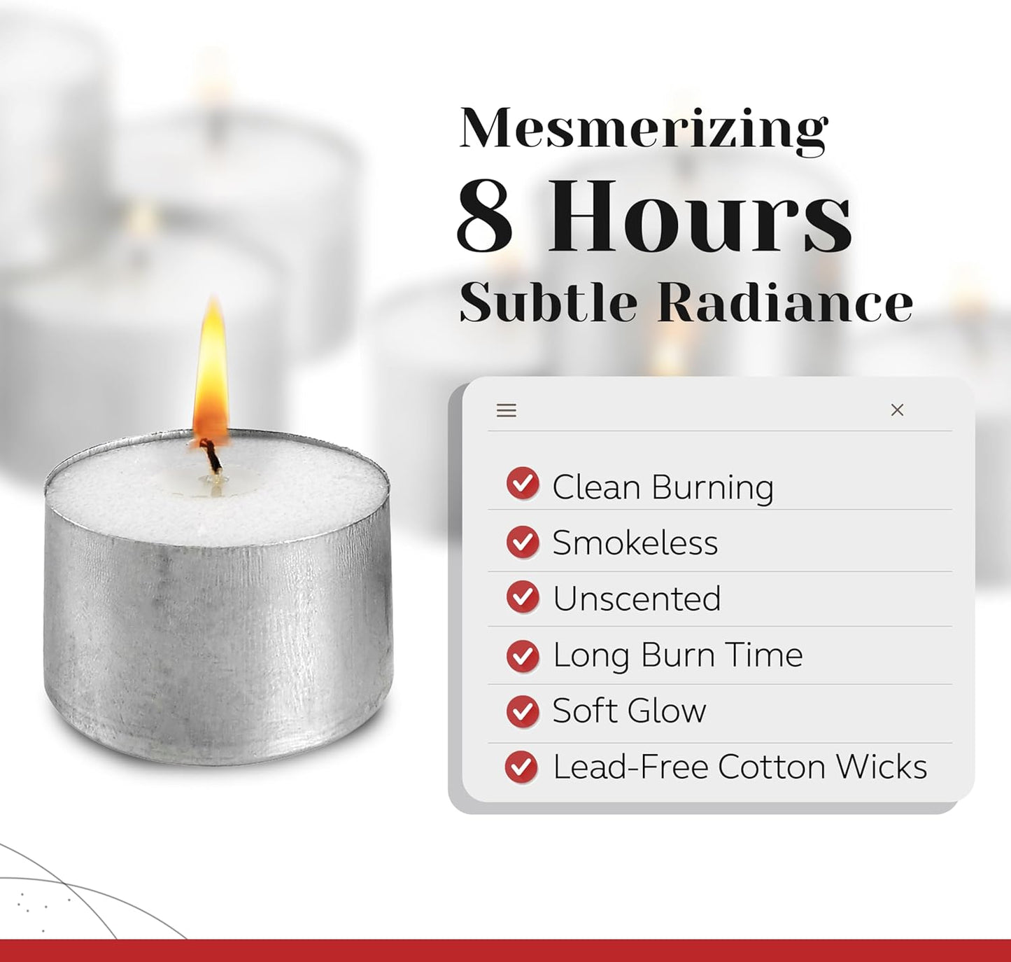 500 Pack Tealight Candles in Metal Cups - Clean, White Unscented Tealight Candles with 3 Hour Long Burning Time for Romantic Dinner, Weddings, Spa & Hotels