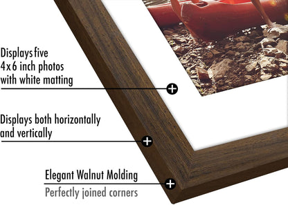Americanflat 4x6 Collage Picture Frame with Shatter-Resistant Glass - Fits Five 4x6 Photos or Use as One 11x14 Picture Frame - Signature Collection - Collage Frames for Wall Display - Black