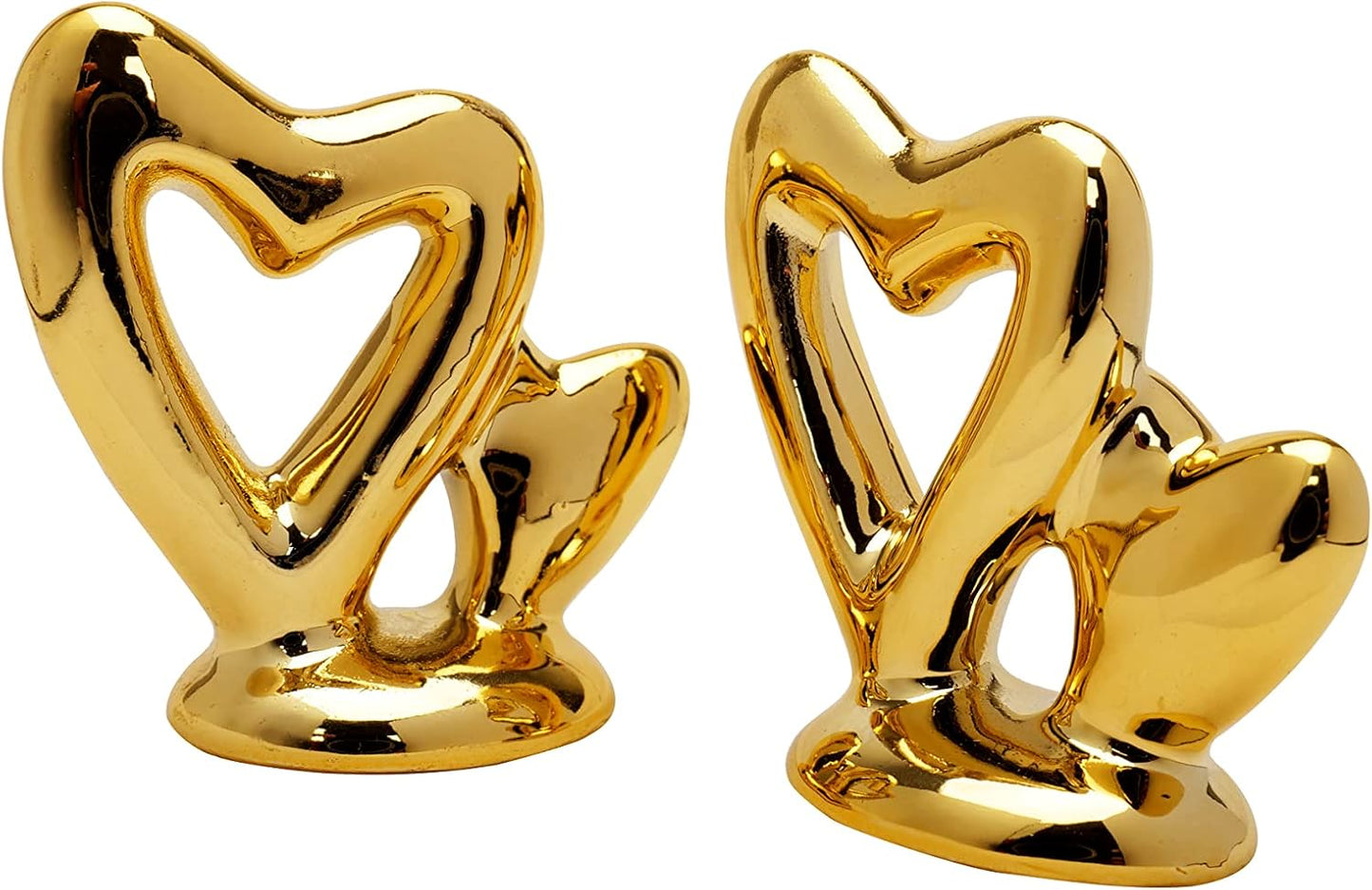 2 Pieces Gold Small Animal Statue Moon Statue Decor Modern Style Ceramic Moon Figurines Statues for Home Decor Accents Living Room Office Table Bookshelf Desk Bedroom Decorative Objects