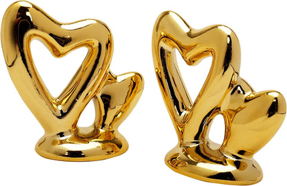 2 Pieces Gold Small Animal Statue Moon Statue Decor Modern Style Ceramic Moon Figurines Statues for Home Decor Accents Living Room Office Table Bookshelf Desk Bedroom Decorative Objects