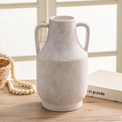 Mitt&Ditt Ceramic Flower Vase with Handles, 11 inch Tall Vase for Centerpieces, Large Decorative Terracotta Vases, Farmhouse Rustic Vases for Home Decor, Living Room, Table, Neutral