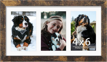 DUENPY 14x26 Collage Picture Frame 4x6 Collage Picture Frame Displays Twelve 4x6 inch Photos Available Horizontal Wall Mounting Display and Vertical Black - Colors A