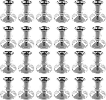 Waziaqoc 24Pcs Gold Taper Candle Holders, Plastic Candlestick Holders Only for Flameless LED Candle Decorative Pillar Candle Holder for Christmas Wedding Anniversary Dinner Party