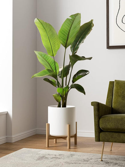 LE TAUCI 12 Inch Pot for Plants, Ceramic Planters for Indoor Plants, Mid-Century Modern Cylinder Flower Pots with Drainage Hole, Fits Fiddle Leaf Fig & Monstera, Home Decor, White