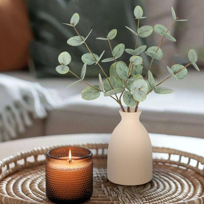 6pcs Real Touch Artificial Faux Eucalyptus Stems Dual-Sided Lifelike Leaves Fake Eucalyptus Greenery Plants for Wedding Flower Arrangement Centerpiece Bouquet Home Office Decor(Gray Green)