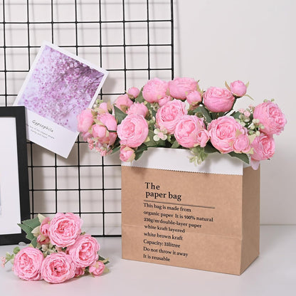 MARTINE MALL 2 Packs Peonies Artificial Flowers, Light Pink Artificial Peonies, Silk Peonies Flowers Fake Peonies Artificial Flowers Peonies Bouquet for Centerpiece Table Wedding Party Home Decor