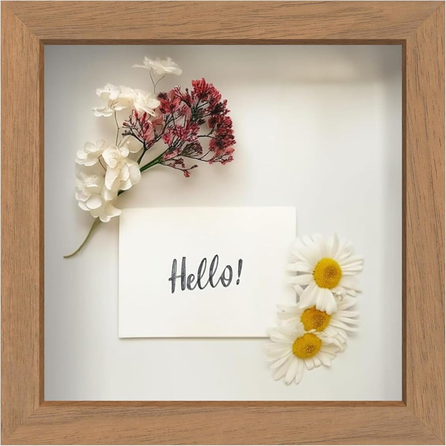 FrameWorks 11” x 14” Dark Oak Wooden Shadow Box Frame – Display Case with Soft Felt Back, Memory Box with Tempered Glass, Display Box with Elegant White Ball Push Pins, Wooden Flower Box