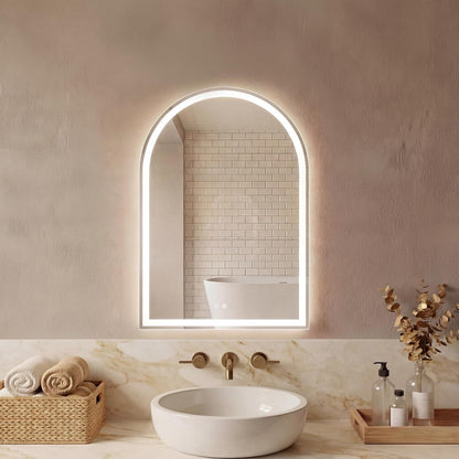 Sweetcrispy 20"x30" Arched Gold Bathroom Mirrors for Wall, Bathroom Mirrors for Over Sink, Metal Framed with HD Shatter-Proof Glass for Entryway, Living Room, Bedroom