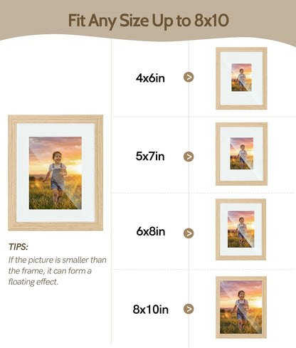 Sonefreiy Floating Picture Frames 8x10 Set of 2, Wooden Photo Frame Double Glass Pressed Flower Frames 5x7 Wall and Tabletop Display Mothers Day Gift for Family Friends Wedding