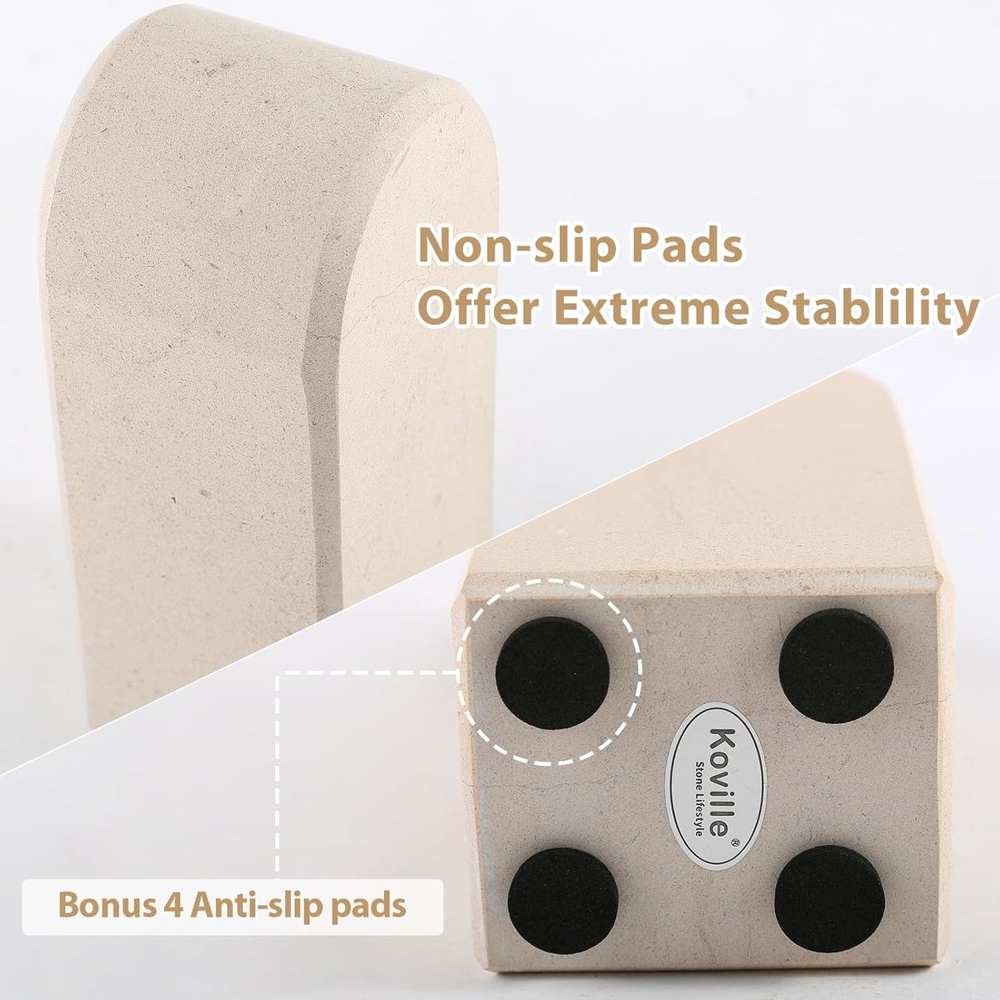 Koville African Natural Marble Bookends for Shelves, Non-Slip Book Ends, 13LBS Ultra Heavy Duty Marble Book Holder Organizer, Apartment Decor for Movies/CD/Video Games(Namib Fantasy)