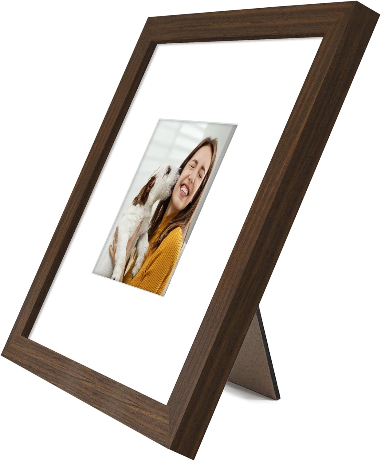 Americanflat 8x10 Picture Frame with Shatter-Resistant Glass - Use as 5x7 Frame with Mat or Display 8x10 Photo Without Mat - Signature Collection - Picture Frames for Tabletop and Wall Display - Black