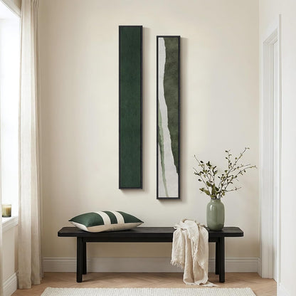 Long Narrow Framed Neutral Abstract Vertical Wall Art Set, 2 Piece Modern Canvas Prints Paintings Artwork for Walls, Beige and Brown Minimalist Pictures for Hallway Entryway Living Room Bedroom Decor