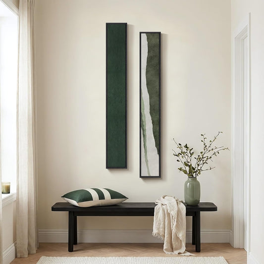 Long Narrow Framed Neutral Abstract Vertical Wall Art Set, 2 Piece Modern Canvas Prints Paintings Artwork for Walls, Beige and Brown Minimalist Pictures for Hallway Entryway Living Room Bedroom Decor