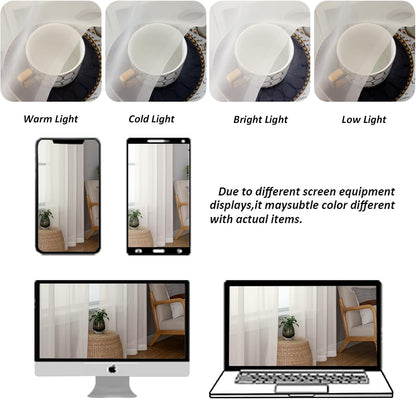 Chyhomenyc Sheer White Valances for Windows 2 Pack, Small Window Curtains for Living Room Bathroom Cafe Laundry Basement, Modern Top Dual Rod Pocket Voile Curtain, 42W x 14L inches, White - Colors C