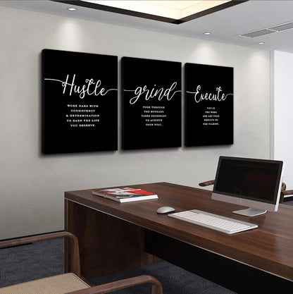 Inspirational Canvas Painting Wall Art -EPHANY ART,Mindset Quotes Prints, Success Framed Entrepreneur Poster Positive Quotes Wall Poster for Home Office Workplace (M-3pcs,12x16inchx3pcs)