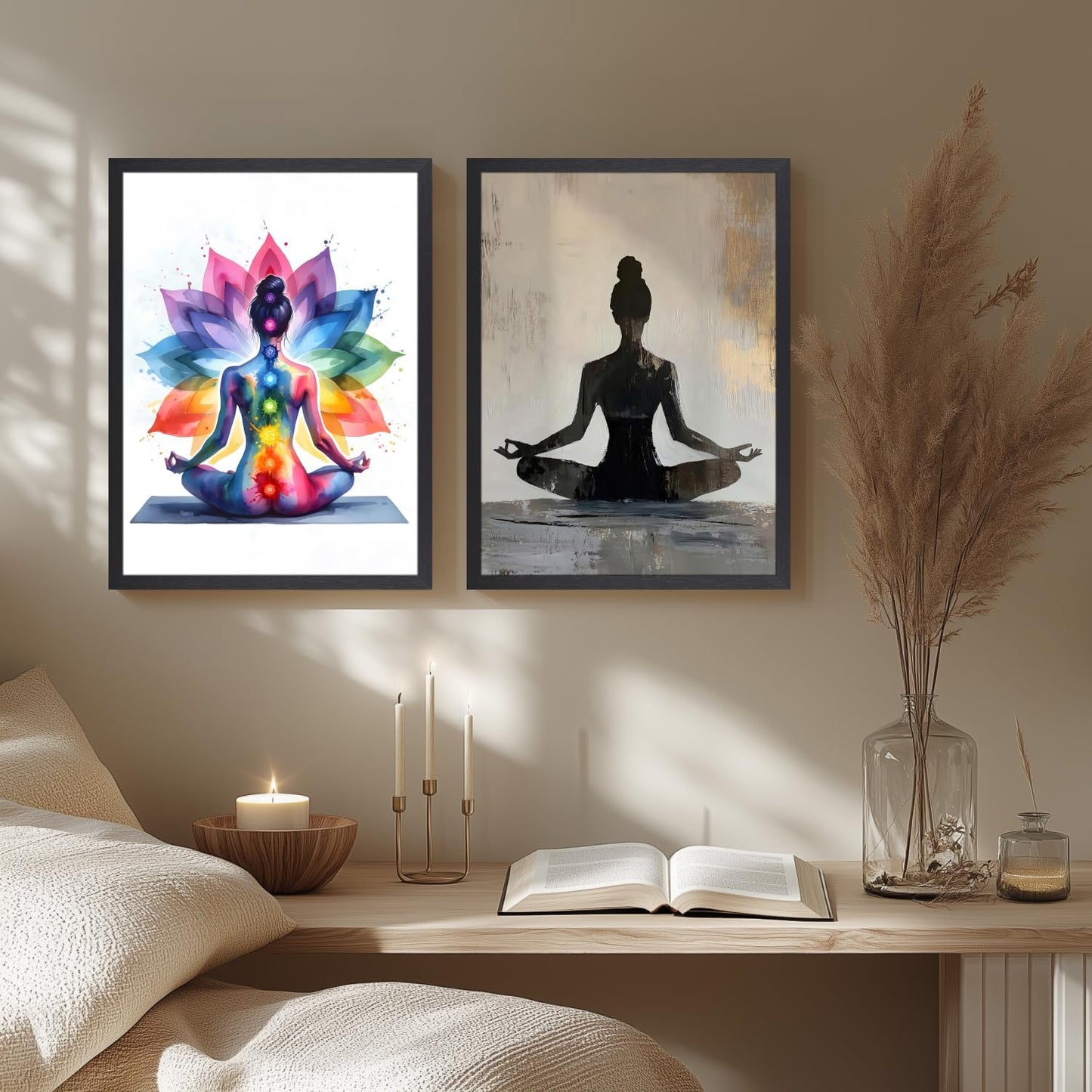 GELDSTEI Calm Zen Botanical Canvas Wall Art, White Lotus Blooming on Stones in Water Aesthetic Pictures, Yoga Spa Meditation Room Decor, Modern Spiritual Poster Prints for Zen Office Framed Set of 3, Each 12x16 Inch