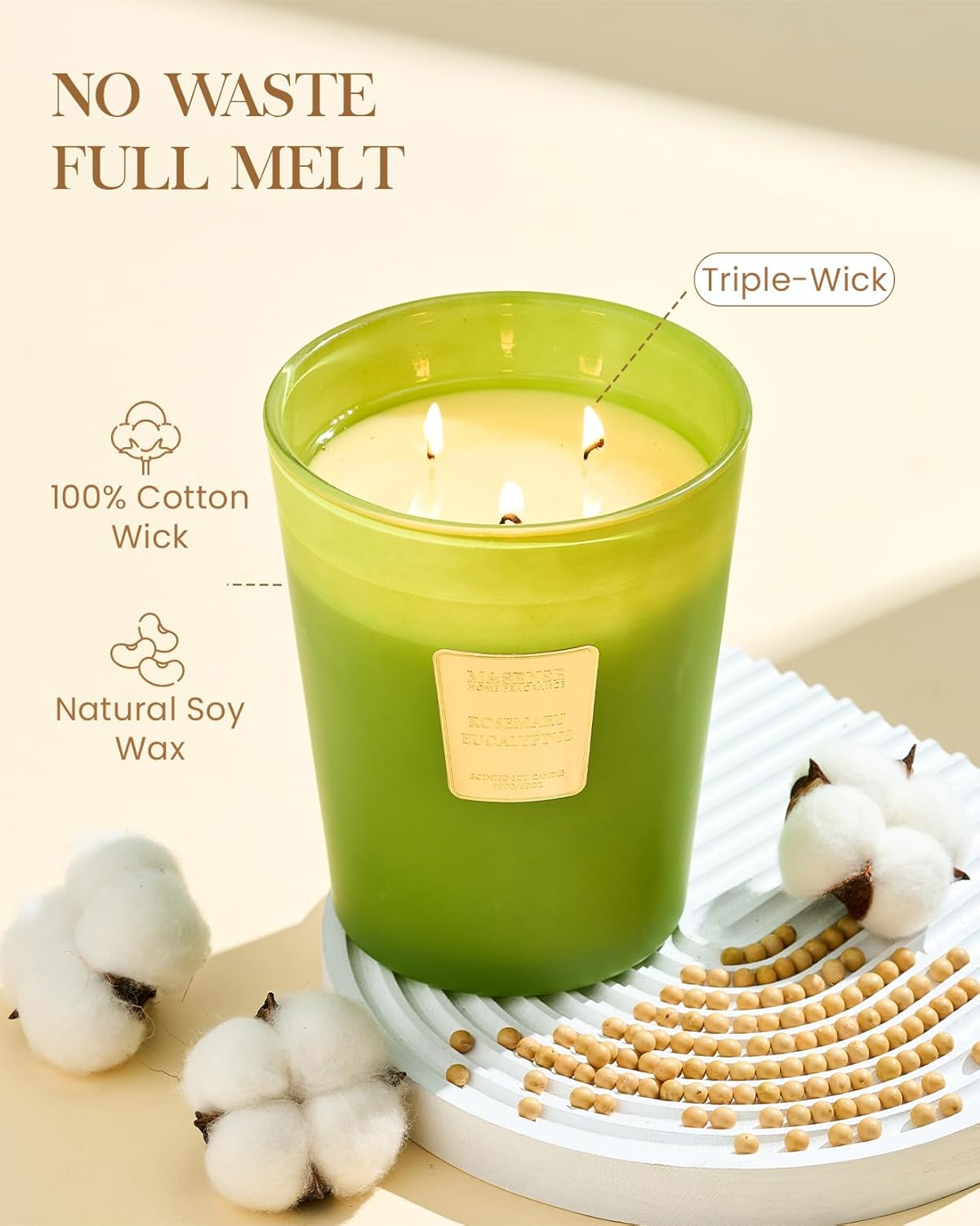 M&SENSE Jasmine Candles Highly Scented 3 Wick 35oz 150 Hours Burn Extra Large Jar Candles for Women, Natural Soy Wax Aromatherapy Candle for Stress Relief, Meditation, Yoga, Spa - Colors B