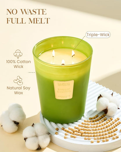 M&SENSE Jasmine Candles Highly Scented 3 Wick 35oz 150 Hours Burn Extra Large Jar Candles for Women, Natural Soy Wax Aromatherapy Candle for Stress Relief, Meditation, Yoga, Spa - Colors B
