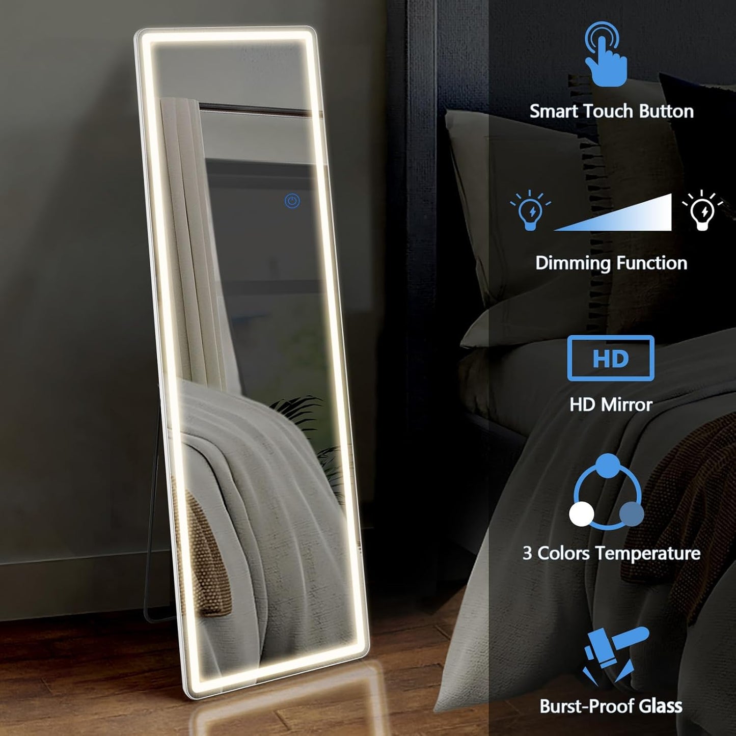 OLIXIS Black Arched Full Length Mirror 60"x16" for Bedroom, Full Body Mirror with Stand, Hanging or Leaning for Wall, Aluminum Alloy Thin Frame Floor Standing for Living Room