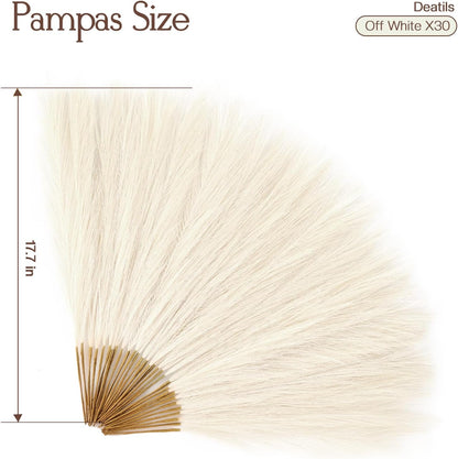 UREYMX Faux Pampas Grass Decor 17.7 Inch 6pcs, Artificial Pampas Grass Fluffy Home Decor, Short Vase Room Decor pompous Grass Flower Arrangement for Boho Home Wedding Decoration (Black)
