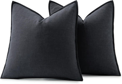 MIULEE Decorative Linen Euro Sham Pillow Covers 26x26 Cream White Boho Farmhouse Neutral Couch Throw Pillows for Bed Pack of 2 Accent Modern Pillowcase Sofa Livingroom Home Decor