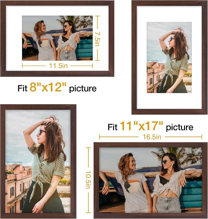 Vittanly 11x14 Picture Frame, Display Pictures 8x10 with Mat or 11x14 without Mat, Photo Frame for Wall Mounting, Black, 1 Pack - Colors B