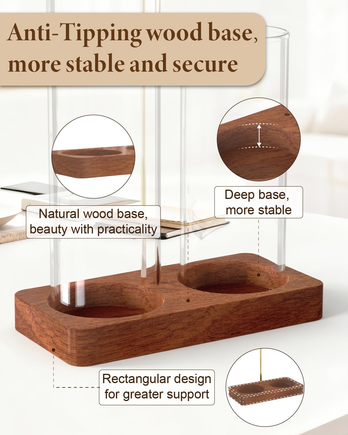2 in 1 Incense Holder with 7.8" & 5.9" Glass Jars, Large Incense Holder for Sticks, Upside Down Incense Burner with Ash Catcher & Storage for Meditation Yoga Spa Home Decor - 20 Incense Sticks & Brush