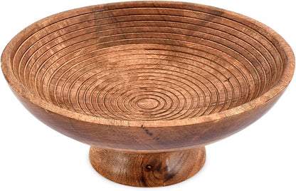 NIRMAN FRUIT BOWL Mango Wood Round Shaped Serving Bowl For Fruit,Dessert Platter Tray Dish Kitchen Dining Fruit,Dessert,Snack (12" x 12" x 5")