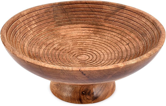 NIRMAN FRUIT BOWL Mango Wood Round Shaped Serving Bowl For Fruit,Dessert Platter Tray Dish Kitchen Dining Fruit,Dessert,Snack (12" x 12" x 5")